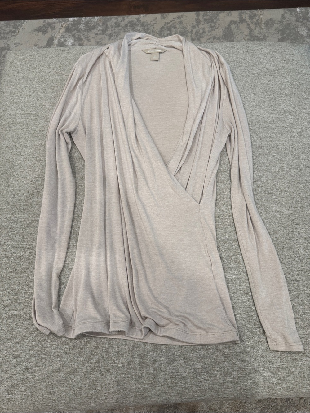 Light Gray Women's Draped Wrap Long-Sleeve Top